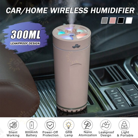 300ml Air Humidifier Aroma Diffuser Nano Atomization with Color Light 800mAh Battery Life USB Charging for Home Office Car