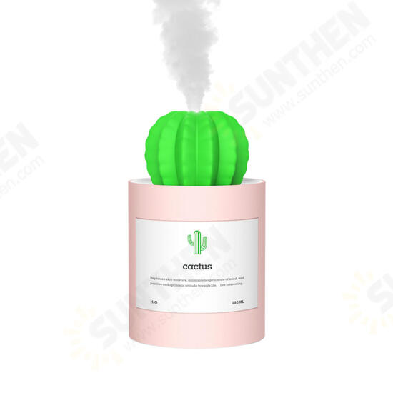 HP-202 USB Port 280ML Mini Cactus Shape Air Purifier Cool Mist Humidifier for Car Home Office