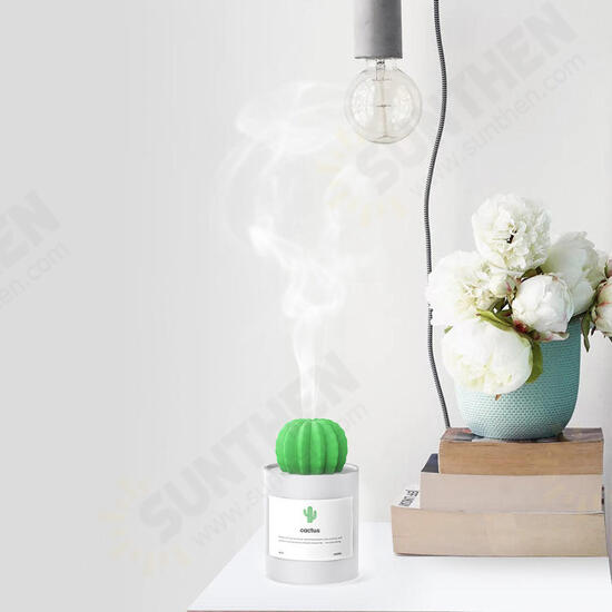 HP-202 USB Port 280ML Mini Cactus Shape Air Purifier Cool Mist Humidifier for Car Home Office