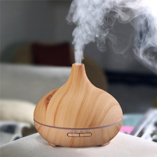 Indoor 300ML Wood Grain Auto Power Off 7 Colors LED Light Essential Air Humidifier