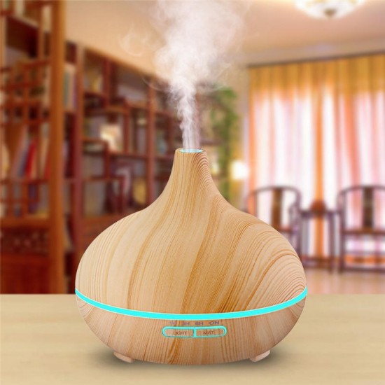 Indoor 300ML Wood Grain Auto Power Off 7 Colors LED Light Essential Air Humidifier