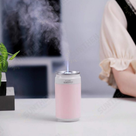 Portable USB Humidifier Special Can Shape with Flame Lamp for Desk Travel Office Car and Bedroom