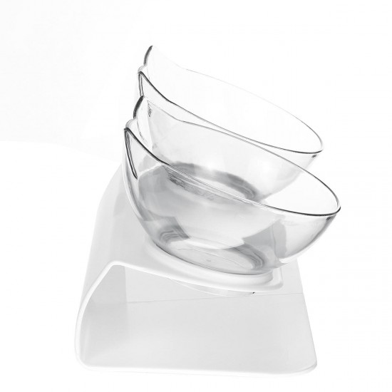 15° Tilt Angle Cat Food Bowl Raised Transparent Protect Cat's Spine Anti Vomiting Cat Dish Removable Easy Cleaning Pet Supplies