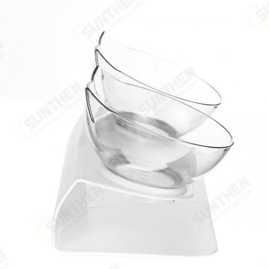 15° Tilt Angle Cat Food Bowl Raised Transparent Protect Cat's Spine Anti Vomiting Cat Dish Removable Easy Cleaning Pet Supplies