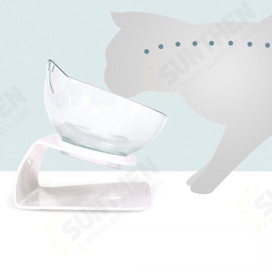 15° Tilt Angle Cat Food Bowl Raised Transparent Protect Cat's Spine Anti Vomiting Cat Dish Removable Easy Cleaning Pet Supplies