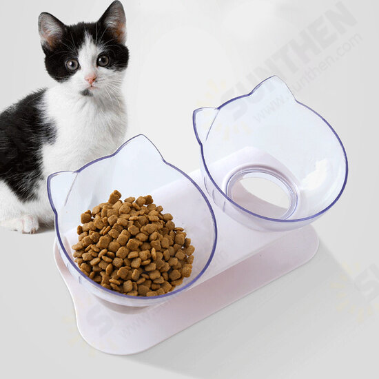 15° Tilt Angle Cat Food Bowl Raised Transparent Protect Cat's Spine Anti Vomiting Cat Dish Removable Easy Cleaning Pet Supplies