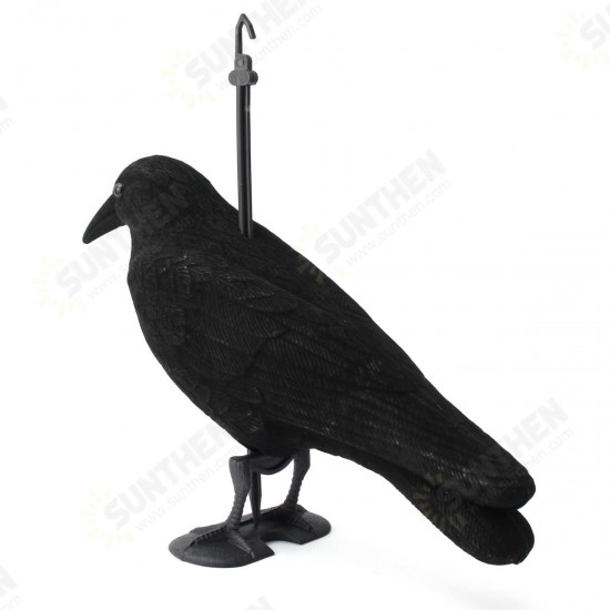 1Pcs Birds Decoy Plastic Flocked Hard Black Crow Trap Decoration for Hunting Camping