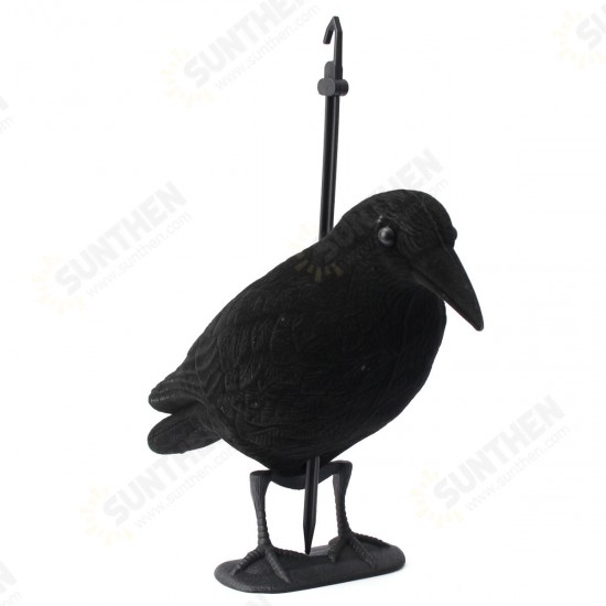 1Pcs Birds Decoy Plastic Flocked Hard Black Crow Trap Decoration for Hunting Camping