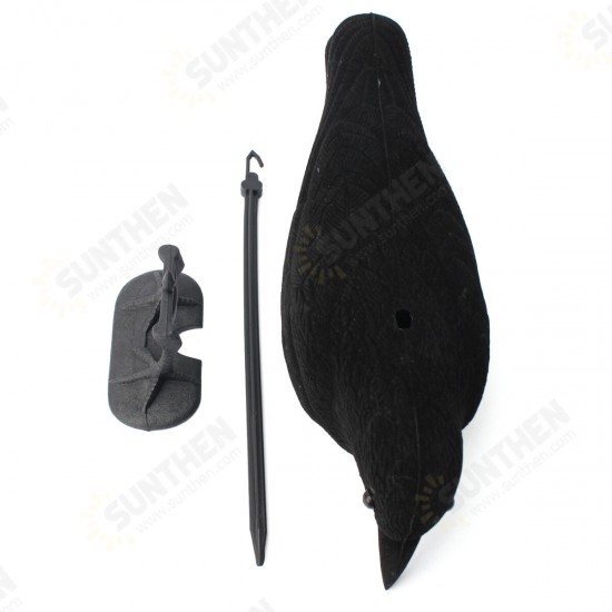 1Pcs Birds Decoy Plastic Flocked Hard Black Crow Trap Decoration for Hunting Camping