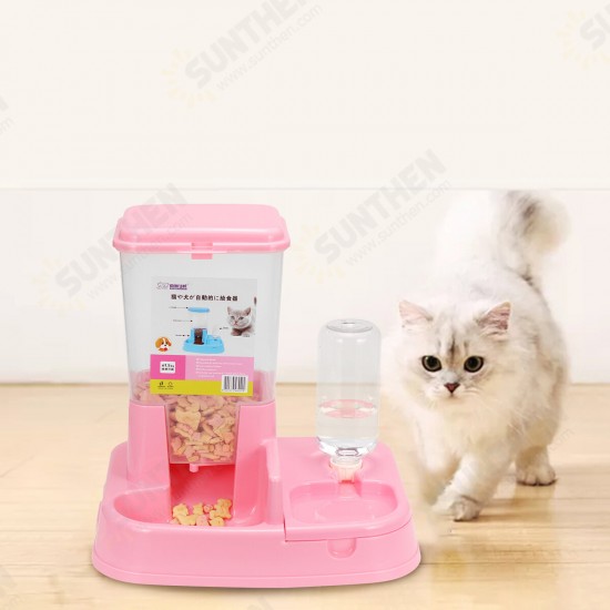 2 In 1 Large Automatic Pet Dog Cat Puppy Food Water Dish Bowl Dispenser Feeder