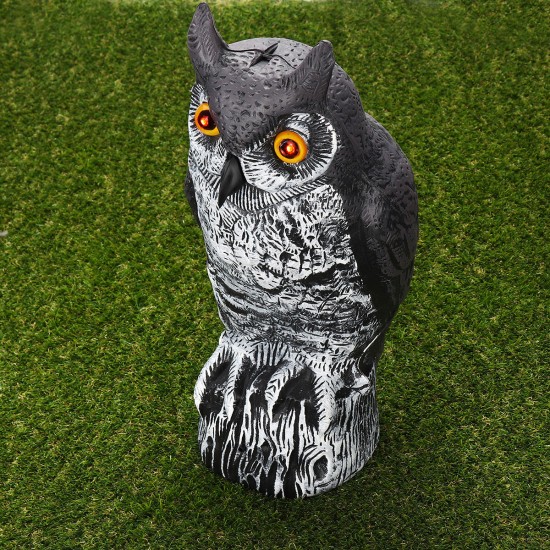 40cm Electric Induction Sound Illuminate Hunting Owl Decoy Garden Decoration