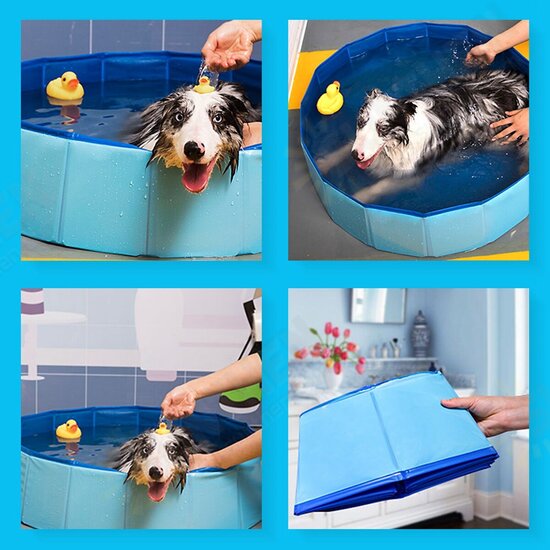 60/100cm Folding Dog Bath Pool Pet Swimming Bath Tub Kiddie Pool for Dogs Cats Kids