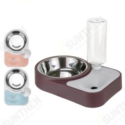 Automatic Water Food Feeder Cat Food Bowl 500ML Water Refill Bottle Pet Dog Anti Vomiting Cat Dish