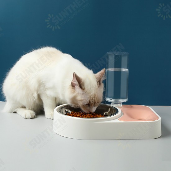 Automatic Water Food Feeder Cat Food Bowl 500ML Water Refill Bottle Pet Dog Anti Vomiting Cat Dish