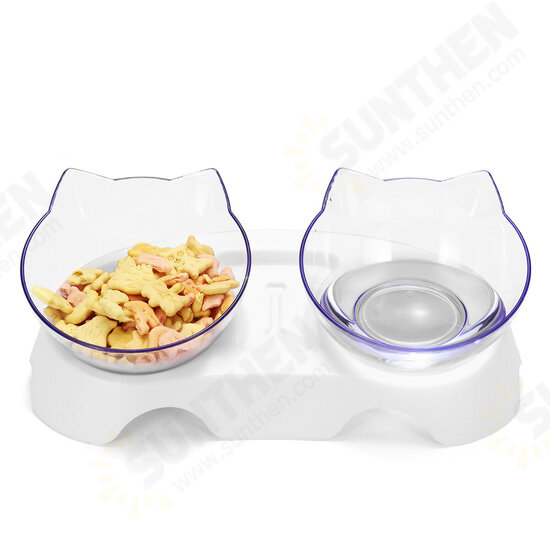 Cat Double Bowl Non-slip Pet Food Water Feeder Dish Elevated Stand Pet Supplies