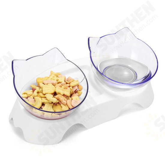 Cat Double Bowl Non-slip Pet Food Water Feeder Dish Elevated Stand Pet Supplies