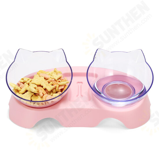 Cat Double Bowl Non-slip Pet Food Water Feeder Dish Elevated Stand Pet Supplies