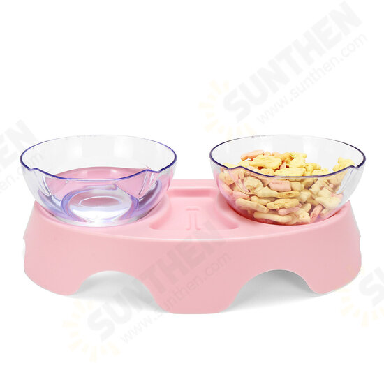 Cat Double Bowl Non-slip Pet Food Water Feeder Dish Elevated Stand Pet Supplies