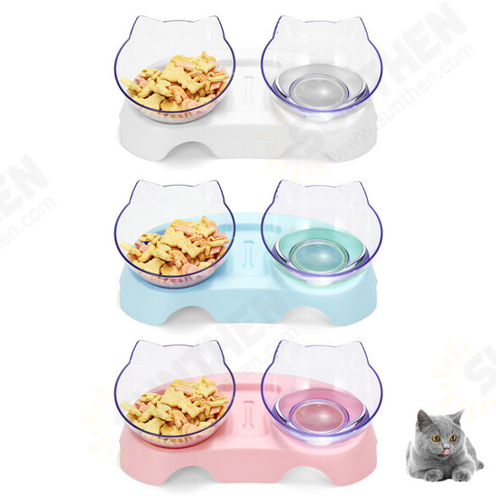 Cat Double Bowl Non-slip Pet Food Water Feeder Dish Elevated Stand Pet Supplies