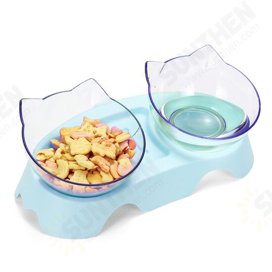 Cat Double Bowl Non-slip Pet Food Water Feeder Dish Elevated Stand Pet Supplies