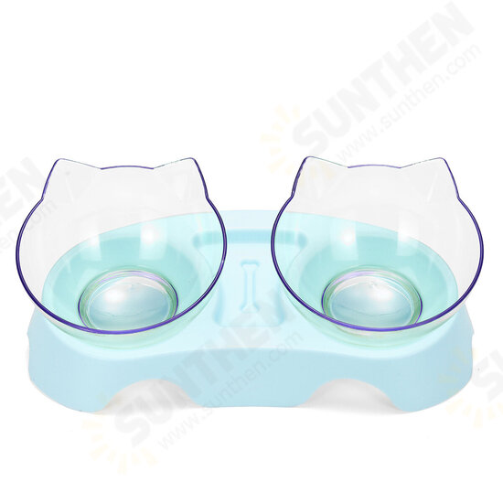 Cat Double Bowl Non-slip Pet Food Water Feeder Dish Elevated Stand Pet Supplies