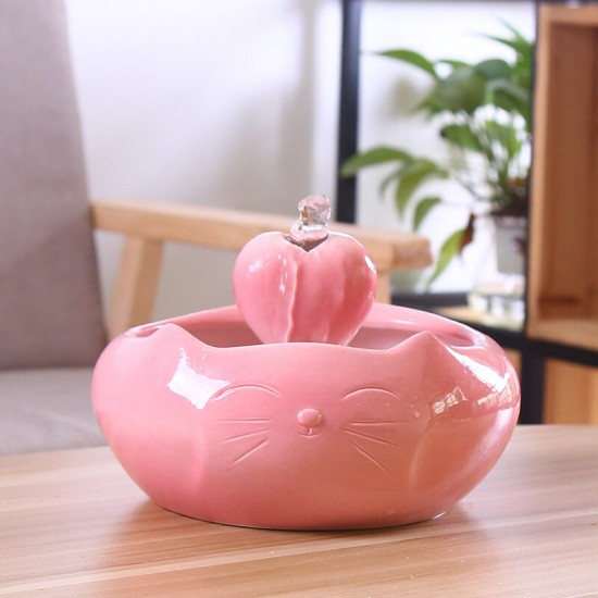 Cat Ear Design 2500ml Porcelain Automatic Circulating Water Dispenser Pet Bowl Water Cute Fountain Pet Drinking Supplies With Noise Reduction Pum