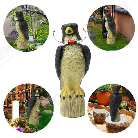 Fake Owl Hunting Shooting Decoy Deterrent Repeller Decor With Head Move in Wind