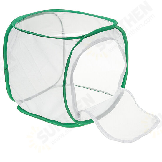 Green Collapsible Insect Habitat Cage Butterfly Mesh Transparent Surface Portable Zipper Cage Plant Breeding Net Prey Storage Basket Anti Bird Net