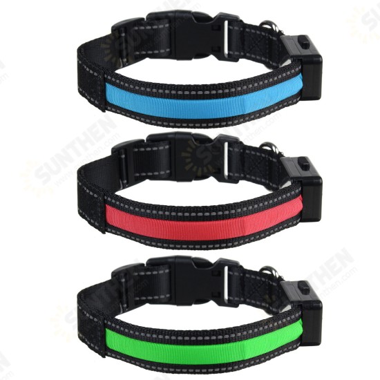 LED Dog Collar Anti-Lost Solar 2 Modes Luminous Pet Collar Warning Safety Night Light Dog Ring