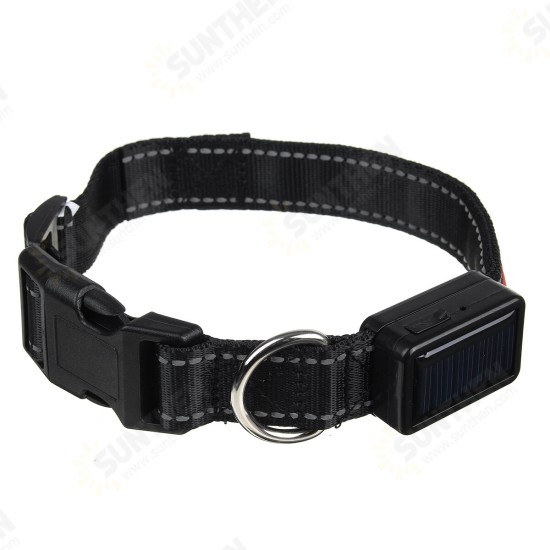 LED Dog Collar Anti-Lost Solar 2 Modes Luminous Pet Collar Warning Safety Night Light Dog Ring