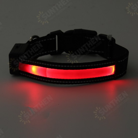 LED Dog Collar Anti-Lost Solar 2 Modes Luminous Pet Collar Warning Safety Night Light Dog Ring