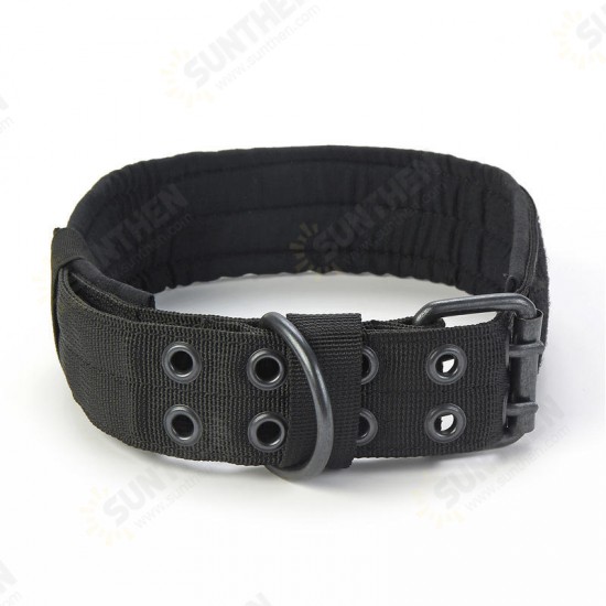 Nylon Tactical Dog Collar Dog Traction Rope Adjustable Training Dog Pet Collar With Metal D Ring Buckle