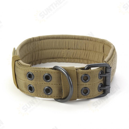 Nylon Tactical Dog Collar Dog Traction Rope Adjustable Training Dog Pet Collar With Metal D Ring Buckle