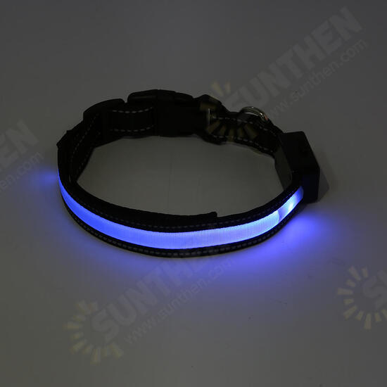 Outdoor Nylon LED Pet Dog Collar Night Safety Anti-lost Flashing Glow Collars Supplies