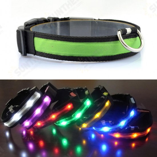 Outdoor Nylon LED Pet Dog Collar Night Safety Anti-lost Flashing Glow Collars Supplies