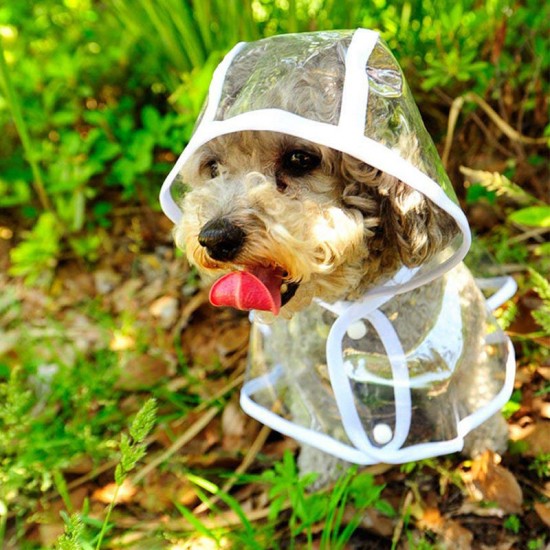 PU Pet Clothes Waterproof Light Dog Raincoat Transparent PVC Rain Coat With Hood