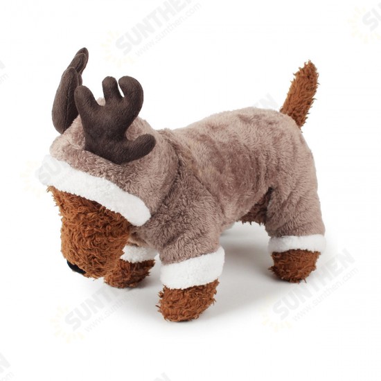 Pet Dog Cat ElK Costumes Winter Clothes Puppy Suit Christmas Party Dress Cosplay