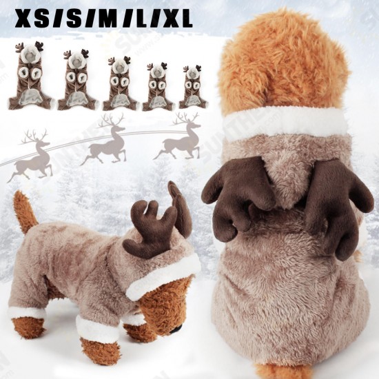 Pet Dog Cat ElK Costumes Winter Clothes Puppy Suit Christmas Party Dress Cosplay