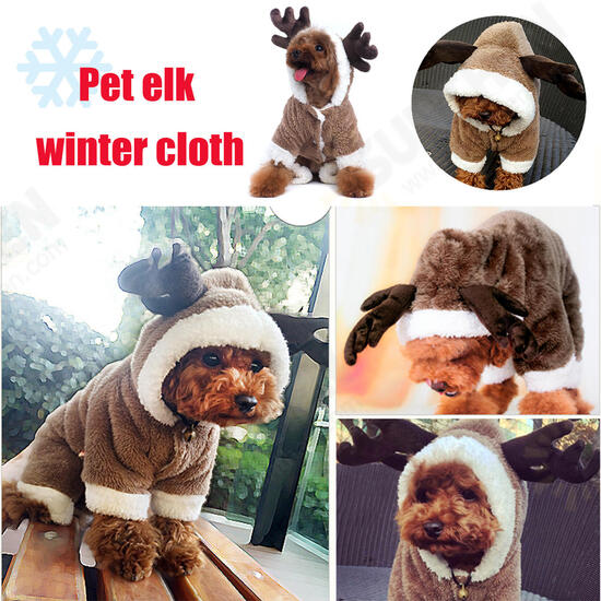 Pet Dog Cat ElK Costumes Winter Clothes Puppy Suit Christmas Party Dress Cosplay