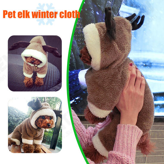 Pet Dog Cat ElK Costumes Winter Clothes Puppy Suit Christmas Party Dress Cosplay