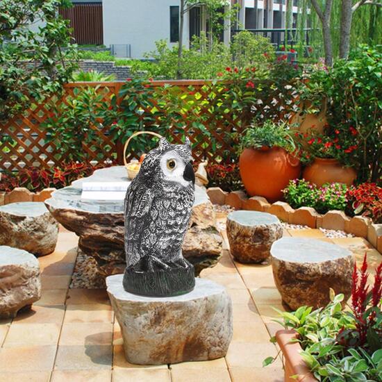 Plastic Standing Fake Owl Hunting Decoy Deterrent Scarer Repeller Garden Decor