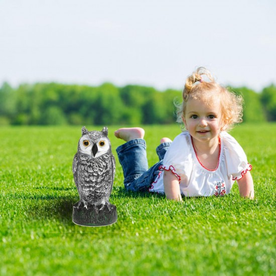 Plastic Standing Fake Owl Hunting Decoy Deterrent Scarer Repeller Garden Decor