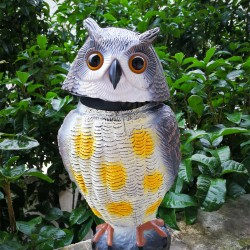 Plastic Realistic Owl Decoy 360° Rotating Head Birds Pest Repellent Control Scare Crow Garden Yard Realistic Bird Decoration Hunting Decoy
