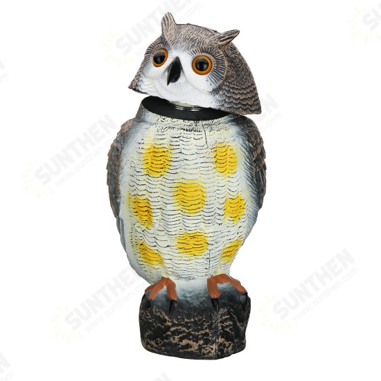 Plastic Realistic Owl Decoy 360° Rotating Head Birds Pest Repellent Control Scare Crow Garden Yard Realistic Bird Decoration Hunting Decoy