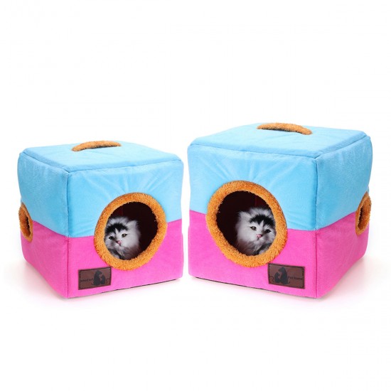 Soft Cosy Igloo Cave Warm Pet Bed Dog / Puppy / Cat / Kitten Cube House Pet Bed