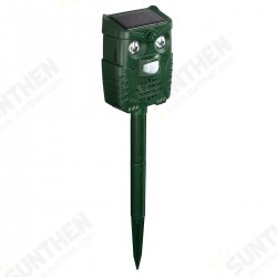 Solar Ultrasonic Pest Animal Repeller Cat Bird Repelled PIR Motion Sensor Flashlight Outdoor Garden
