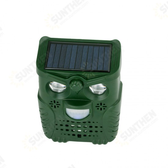 Solar Ultrasonic Pest Animal Repeller Cat Bird Repelled PIR Motion Sensor Flashlight Outdoor Garden