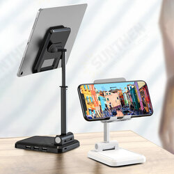 Desktop 3-Port USB Charger Foldable Height Adjustable Holder Tablet Stand For 4.0-12.9 Inch Smart Phone Tablet iPhone iPad Online Course Live Stream Desktop 3-Port USB Charger Foldable Height Adjustable Holder Tablet Stand For 4.0-12.9 Inch Smart Phone Tablet iPhone iPad Online Course Live Stream