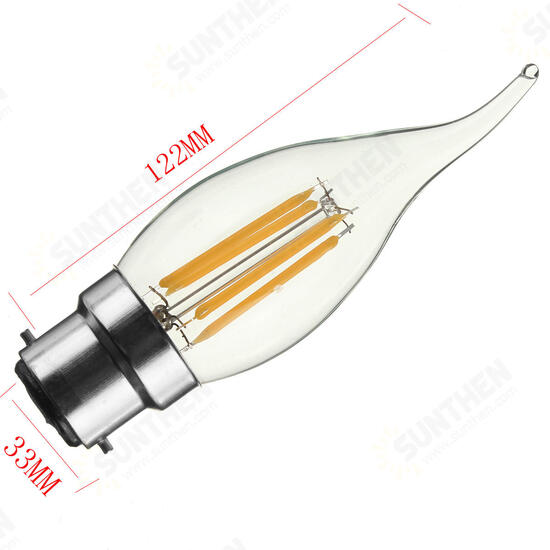 B22 C35 4W COB White/Warm White Filament Bulb Edison Retro Glass Lamp Non-Dimmable AC 220V