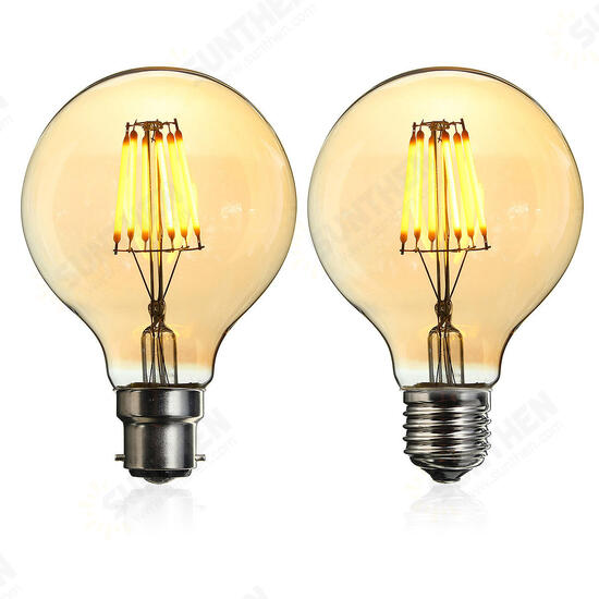 B22/E27 Dimmable G80 LED 6W Vintage Globe Cage Edison Filament Light Bulb Lamp AC220V